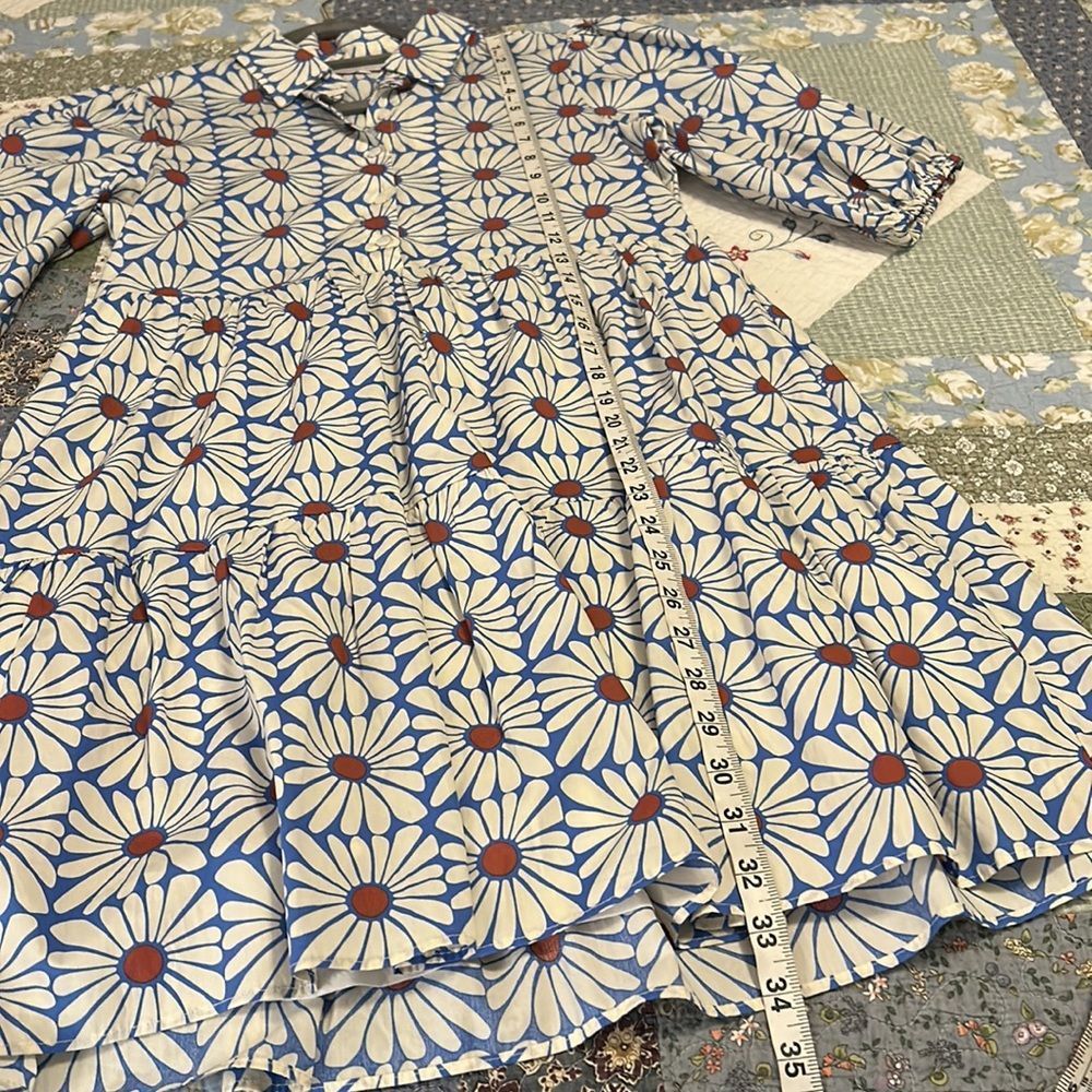 NWT Olivaceous Mod Daisy Tiered Baby Doll Shirt Dress, Size Medium - Picture 12 of 12